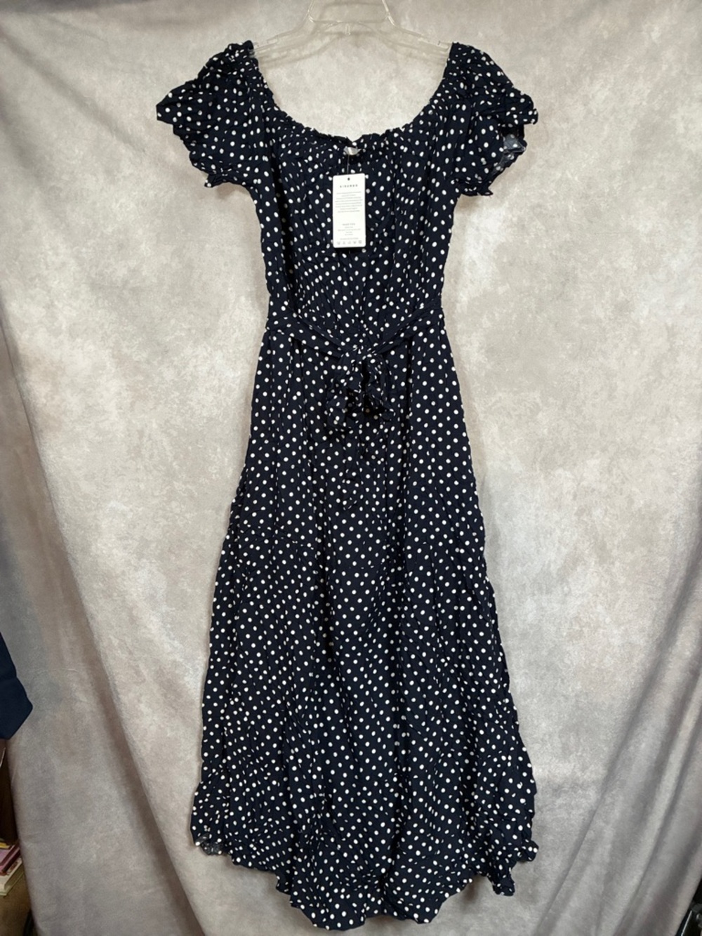 Black Polka Dot Off-Shoulder Maxi Dress